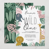 Invitation Safari Wild One Invitation, Jungle Premier Anniver (Devant / Derrière)