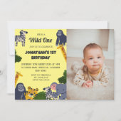 Invitation Safari Wild one Simple mignon photo d'anniversaire (Devant)