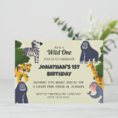 Invitation Safari Wild one Simple mignon premier anniversaire (Debout devant)