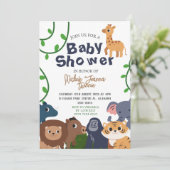 Invitation Safari Wild one Simple mignonne Animaux Baby showe (Debout devant)