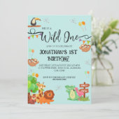 Invitation Safari Wild one Simple mignonne premier anniversai (Debout devant)