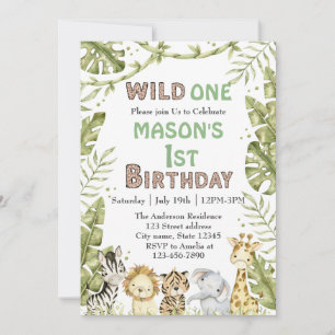 Invitation Safari Wild One Watercolor 1er anniversaire