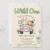 Invitation Safari Wild One Watercolor Custom 1st Birthday  (Devant)