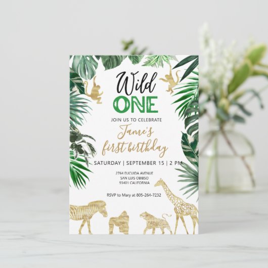 Invitation Safari Wild un 1er anniversaire (Debout devant)