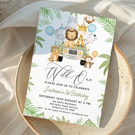 Invitation Safari Wild Un 1er Anniversaire