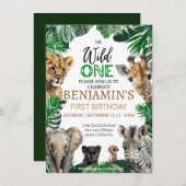 Invitation Safari Wild un 1er anniversaire (Devant / Derrière)
