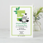 Invitation Safari Zebra Cinquième fête d'anniversaire (Debout devant)