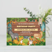 Invitation Safari zoo faune anniversaire (Debout devant)