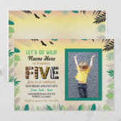 Invitation Safari ZOO, fête des Cinq Filles du 5e anniversair (Devant / Derrière)