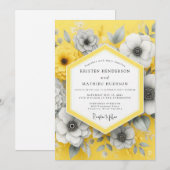 Invitation Saffron Charcoal Bloom Wedding (Devant / Derrière)