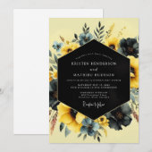 Invitation Saffron Slate Moody Flora Wedding (Devant / Derrière)