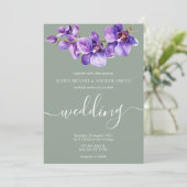 Invitation Saga green Unique mariage de script floral (Debout devant)