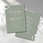 Invitation Sage All In One Simple Elegant Script Wedding<br><div class="desc">Featuring signature style names,  this elegant sage wedding invitation can be personalized with all your special wedding day information on the reverse including your RSVP,  accommodation,  and additional details. Designed by Thisisnotme©</div>