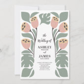 Invitation Sage and Blush Stylized Abstract Floral Wedding (Devant)