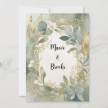 Invitation Sage and Gold Watercolor