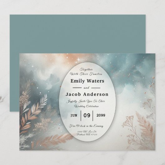 Invitation Sage and Terracotta Stardust Skies Wedding (Devant / Derrière)
