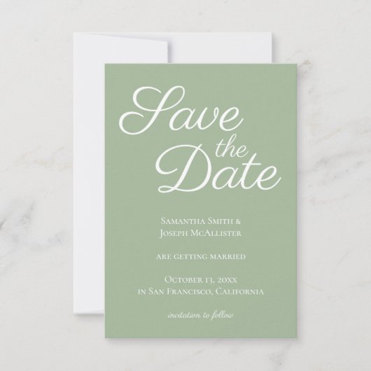 Invitation Sage and White Elegant Calligraphy Enregistrer la  (Devant)
