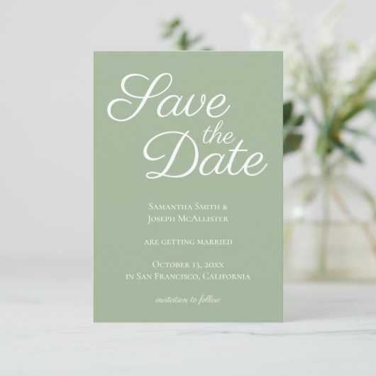 Invitation Sage and White Elegant Calligraphy Enregistrer la  (Debout devant)