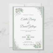 Invitation Sage and White Watercolor Floral Wedding (Devant)