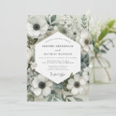 Invitation Sage Anemone Bloom Wedding (Debout devant)