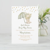 Invitation Sage April Showers Bring May Flowers Baby Shower  (Debout devant)
