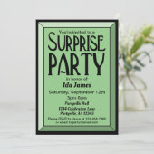 Invitation Sage Art Déco Photo Anniversaire Surprise Party (Debout devant)