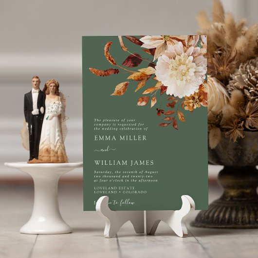 Invitation Sage Automne Moderne Aquarelle Terracotta Mariage