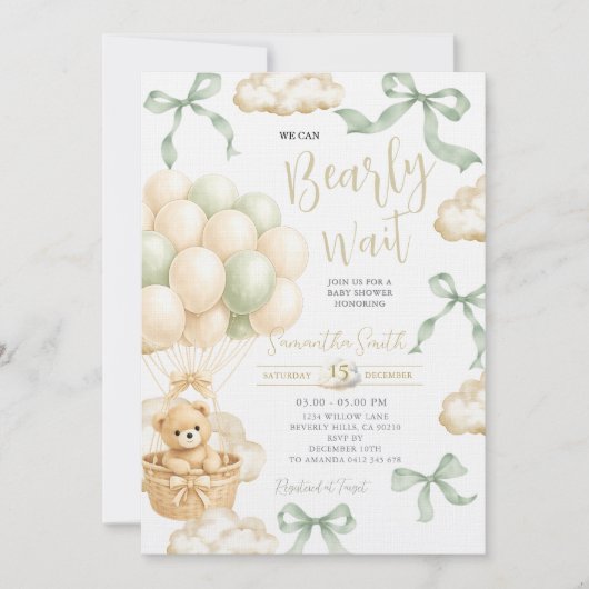 Invitation Sage Beige Gender Neutral Baby Shower Invite (Devant)