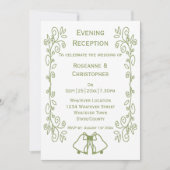 Invitation Sage Bells Scrollwork Mariage Réception (Devant)