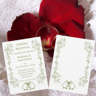 Invitation Sage Bells Scrollwork Mariage Réception