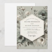 Invitation Sage Bloom Elégance Mariage (Devant / Derrière)