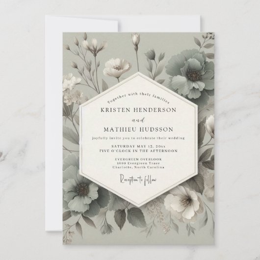 Invitation Sage Bloom Elegance Wedding (Devant)