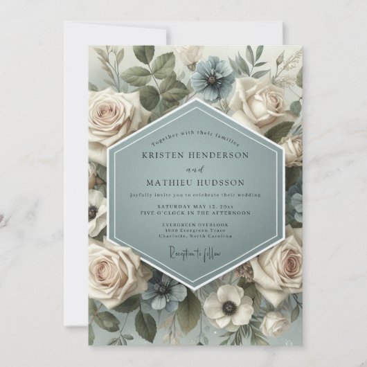 Invitation Sage Bloom Romance Wedding (Devant)