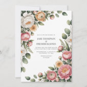 Invitation Sage, Blush and Light Tan Floral Wedding QR Code (Devant)