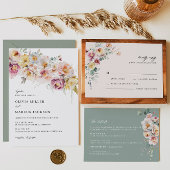 Invitation Sage Blush Floral Wedding Enregistrer La Date Invi
