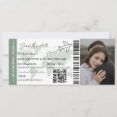 Invitation Sage Boarding pass mariage enregistrer le billet d (Devant)