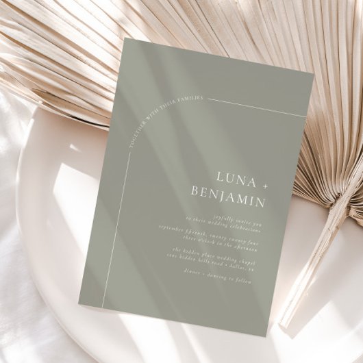 Invitation Sage Bohême Arché minimaliste Mariage