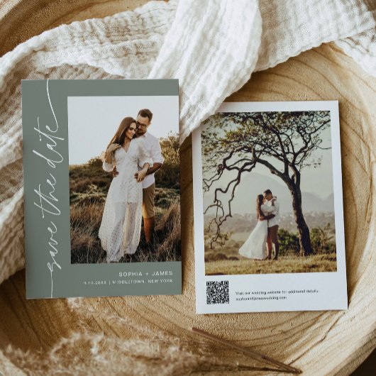 Invitation SAGE Bohemian Enregistrer la date avec le code QR