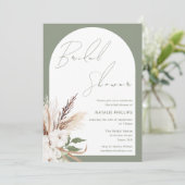 Invitation Sage Boho Arch Fête des mariées florale blanche (Debout devant)