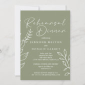 Invitation Sage Boho Fleurs Mariage Dîner de répétition (Devant)