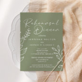 Invitation Sage Boho Fleurs Mariage Dîner de répétition