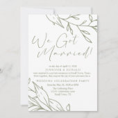 Invitation Sage Boho Flower Mariage vient de se marier (Devant)