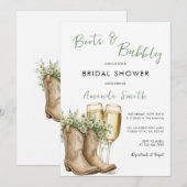 Invitation Sage Boots & Bubbly Mariage Champagne (Devant / Derrière)