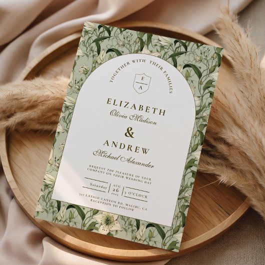 Invitation Sage Botanical Arch Elegant Wedding
