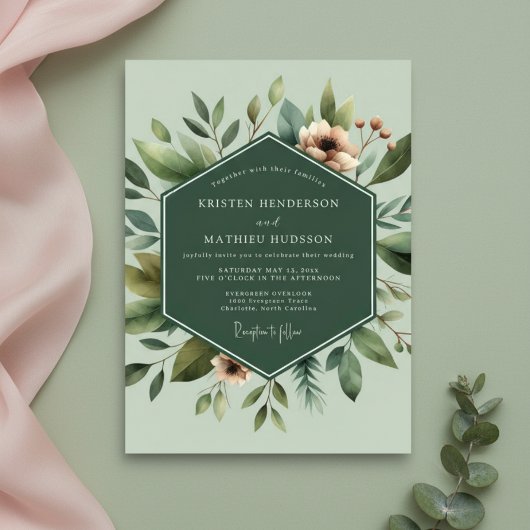 Invitation Sage Botanical Bloom Wedding