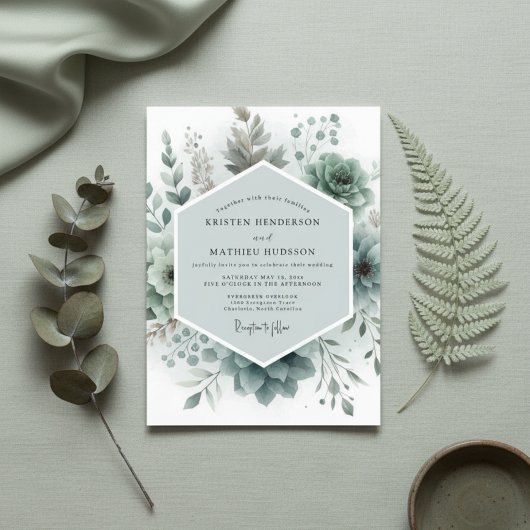 Invitation Sage Botanical Ethereal Wedding