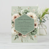 Invitation Sage Botanical Succulent Wedding (Debout devant)