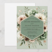 Invitation Sage Botanical Succulent Wedding (Devant / Derrière)