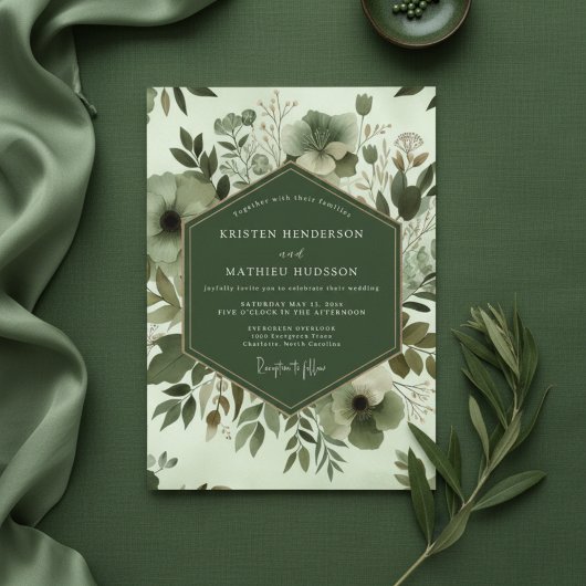Invitation Sage Botanical Whimsy Wedding