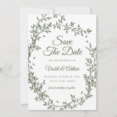 Invitation Sage Botanical Wreath Wedding Enregistrer La Date (Devant)